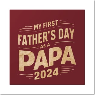 First Time Papa Est 2024 Fathers Day Posters and Art